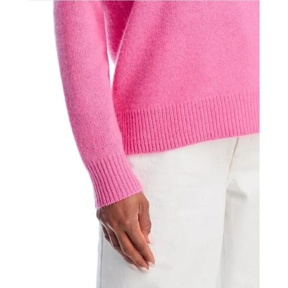 C by Bloomingdale's Women Flamingo Pink Cashmere Knit V-neck Sweater Size XS - Picture 4 of 6